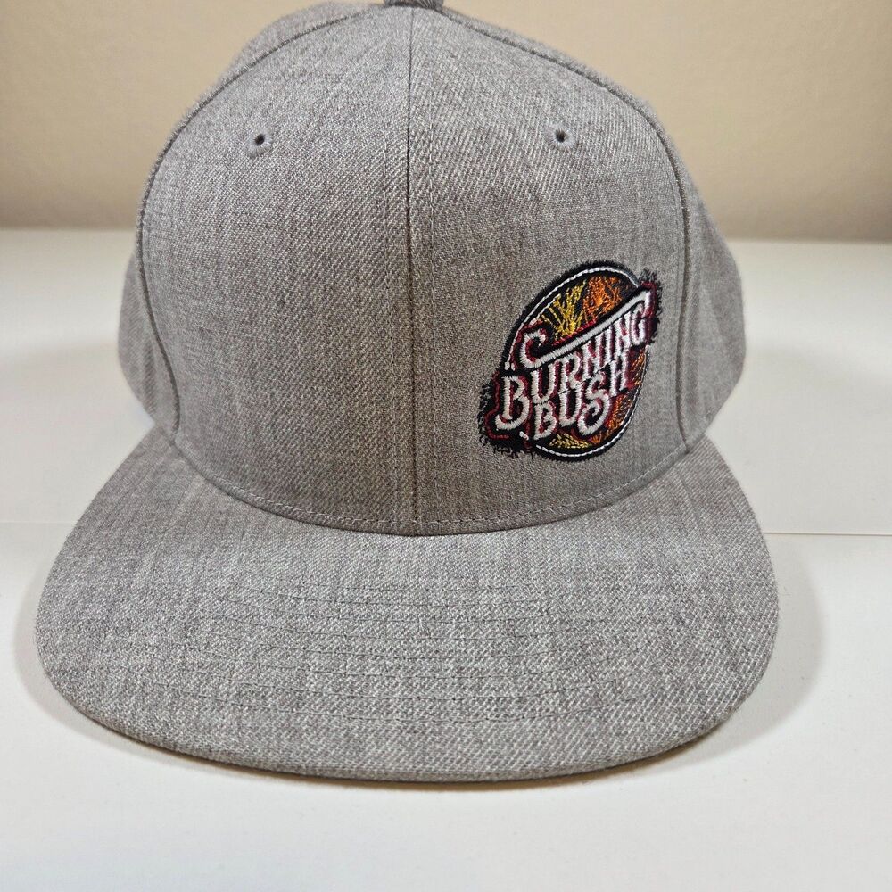 Heather Gray Flat Bill Snapback Hat Embroidered Front by Burning Bush Brewery